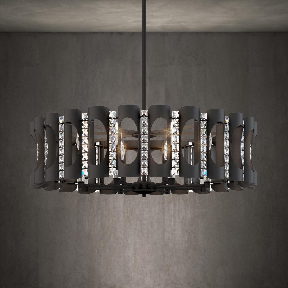 Twilight 8 Light 120V Pendant in White with Optic Crystal