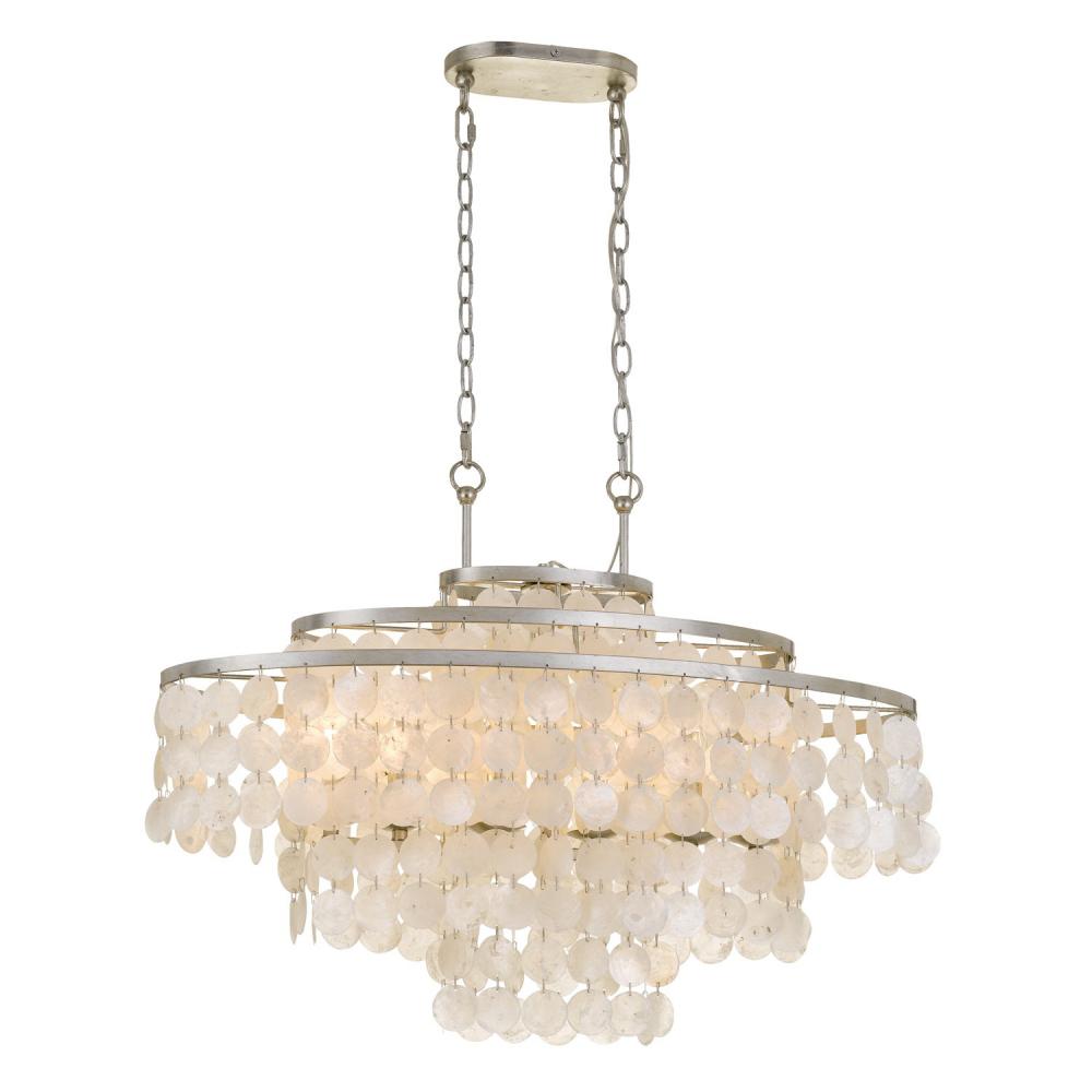Brielle 6 Light Antique Silver Linear Oval Chandelier