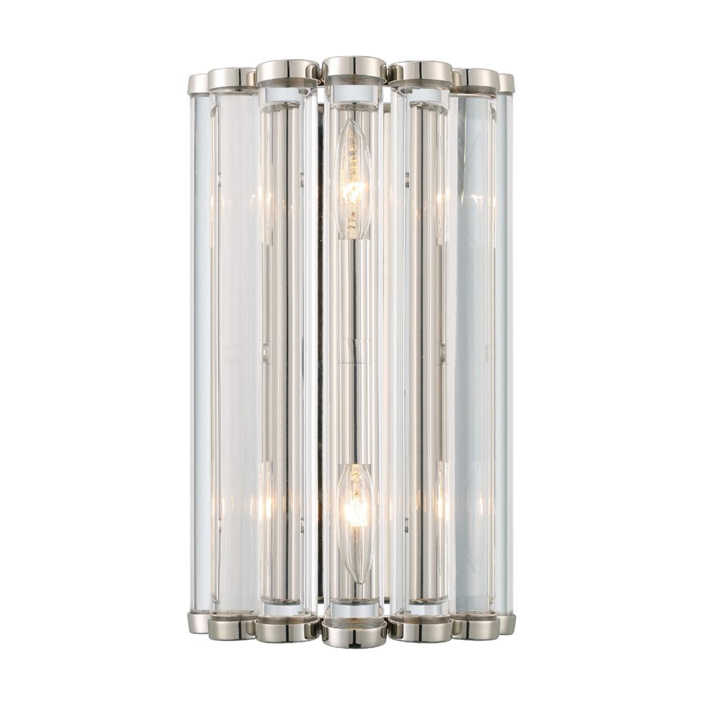 Libby Langdon for Crystorama Elliot 2 Light Polished Nickel Sconce