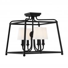 Crystorama 2243-BF - Libby Langdon for Crystorama Sylvan 4 Light Black Forged Semi Flush Mount