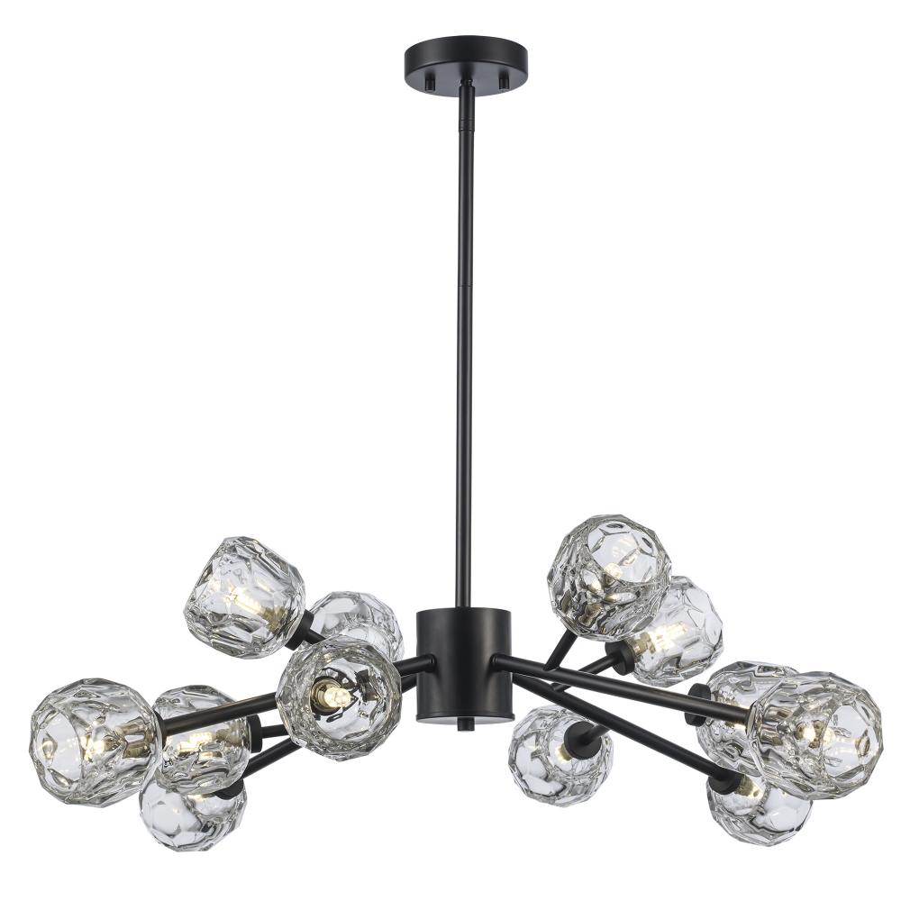 12LT PENDANT-CRYSTAL SHADE-BK