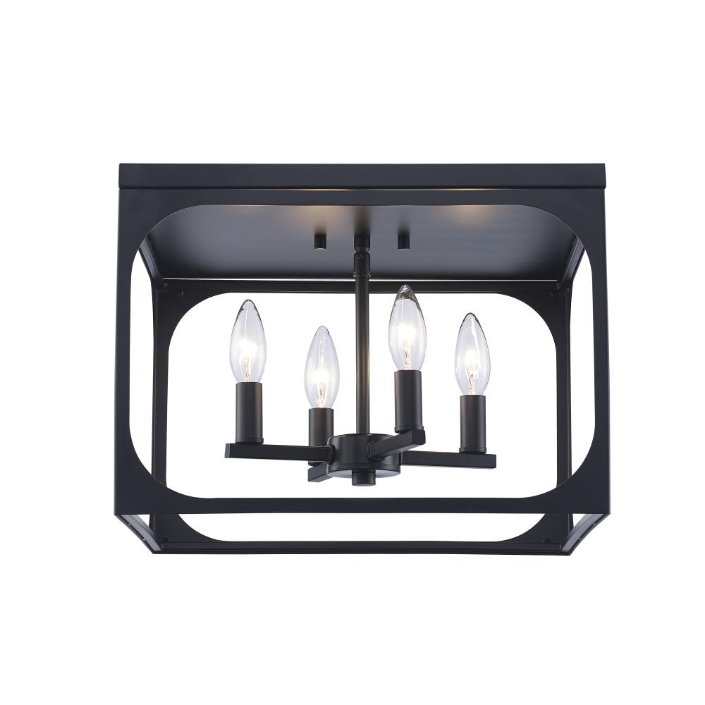 4LT FLUSHMOUNT MID CENTURY-BK