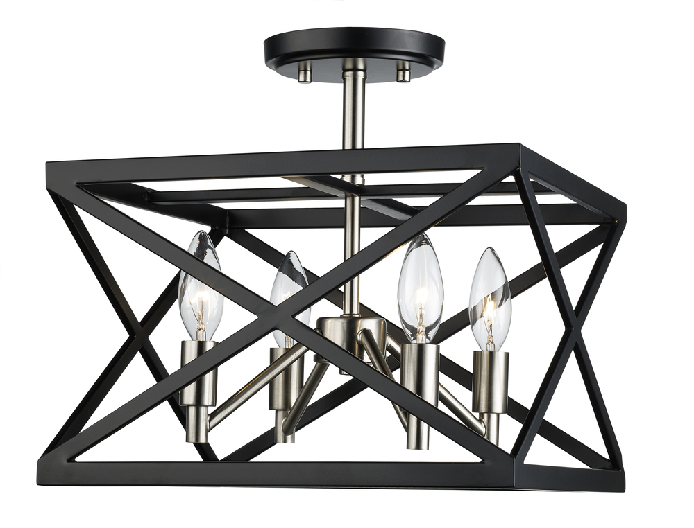 4LT SEMI-FLUSH AWRY STEEL-BK/B
