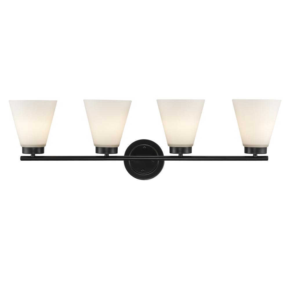 4LT VANITY-FLARED GLASS-BK