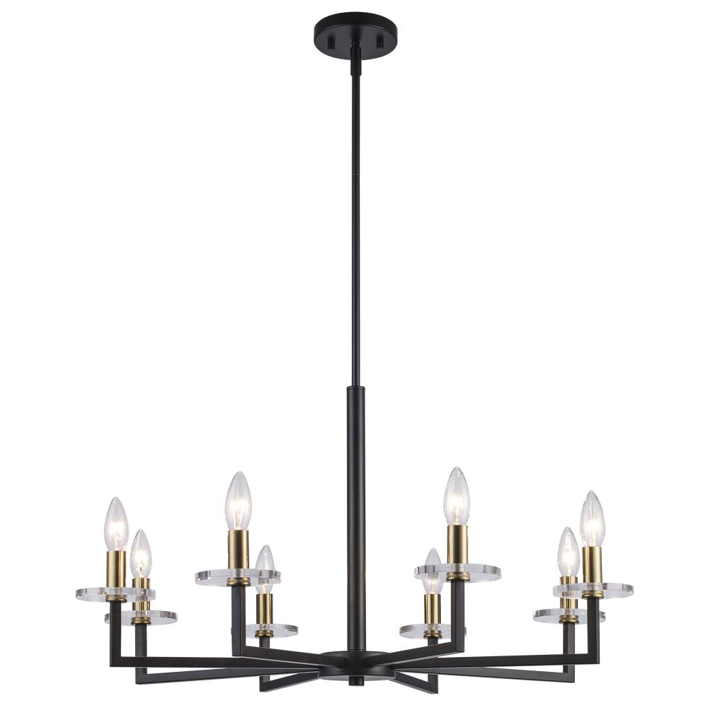 8LT CHANDELIER-AG BACKPLATE-CL