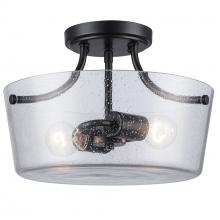 Trans Globe 80527-2 BK - 2LT SEMIFLUSH-SQR BOWL-BK-SEED