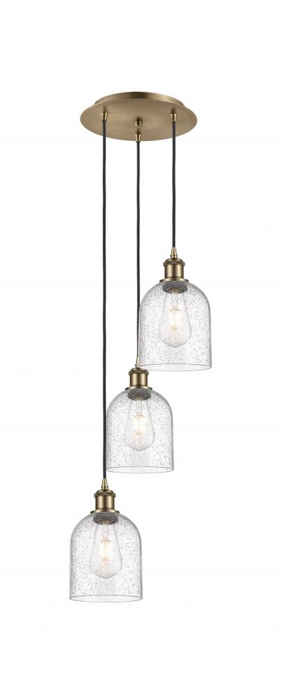 Bella - 3 Light - 12 inch - Antique Brass - Cord hung - Multi Pendant
