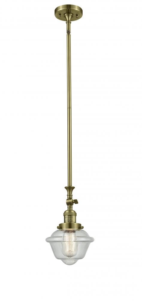 Oxford - 1 Light - 7 inch - Antique Brass - Stem Hung - Adjustable Mini Pendant