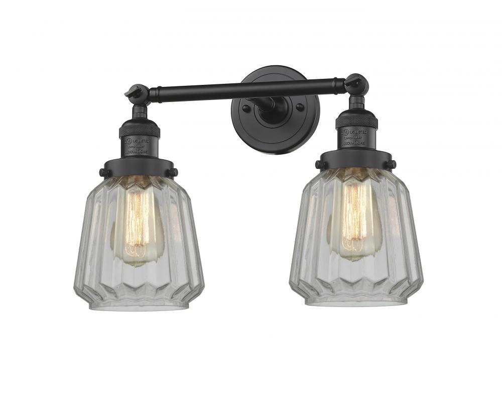 Chatham - 2 Light - 16 inch - Matte Black - Adjustable Bath Vanity Light