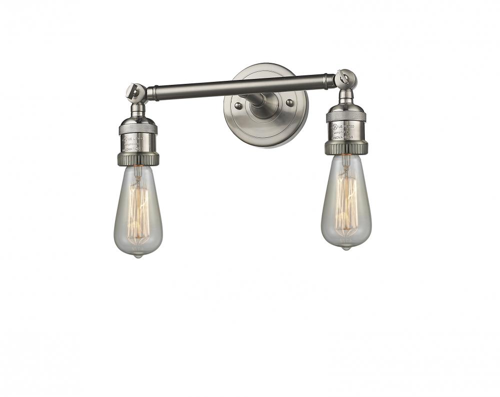 Bare Bulb - 2 Light - 11 inch - Brushed Satin Nickel - Adjustable Bath Vanity Light