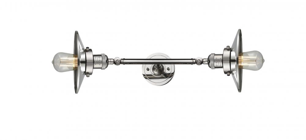 Railroad - 2 Light - 8 inch - Polished Nickel - Adjustable Bath Vanity Light