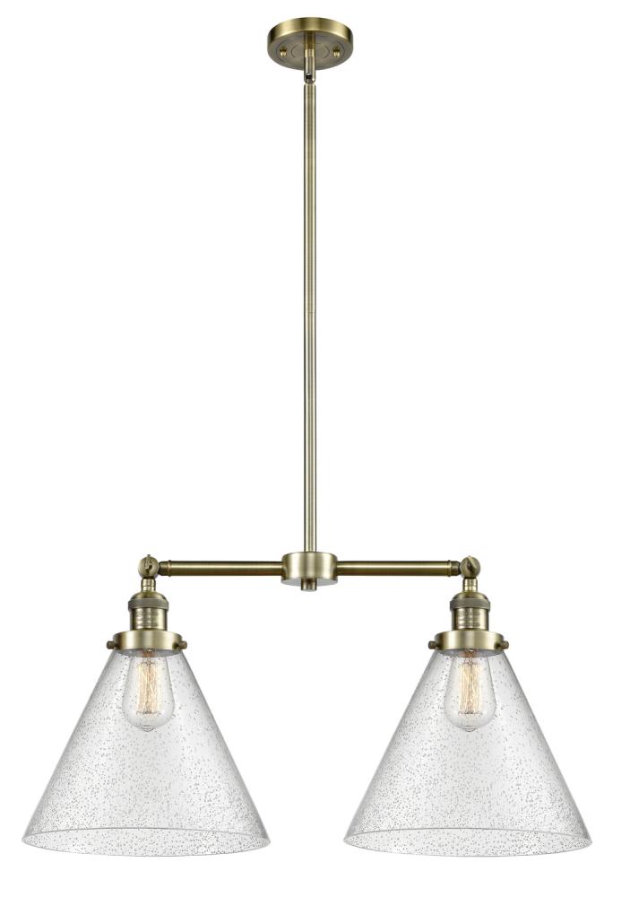 Cone - 2 Light - 21 inch - Antique Brass - Stem Hung - Adjustable Island Light