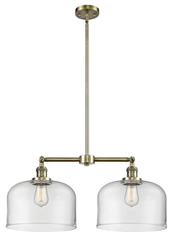 Bell - 2 Light - 21 inch - Antique Brass - Stem Hung - Adjustable Island Light