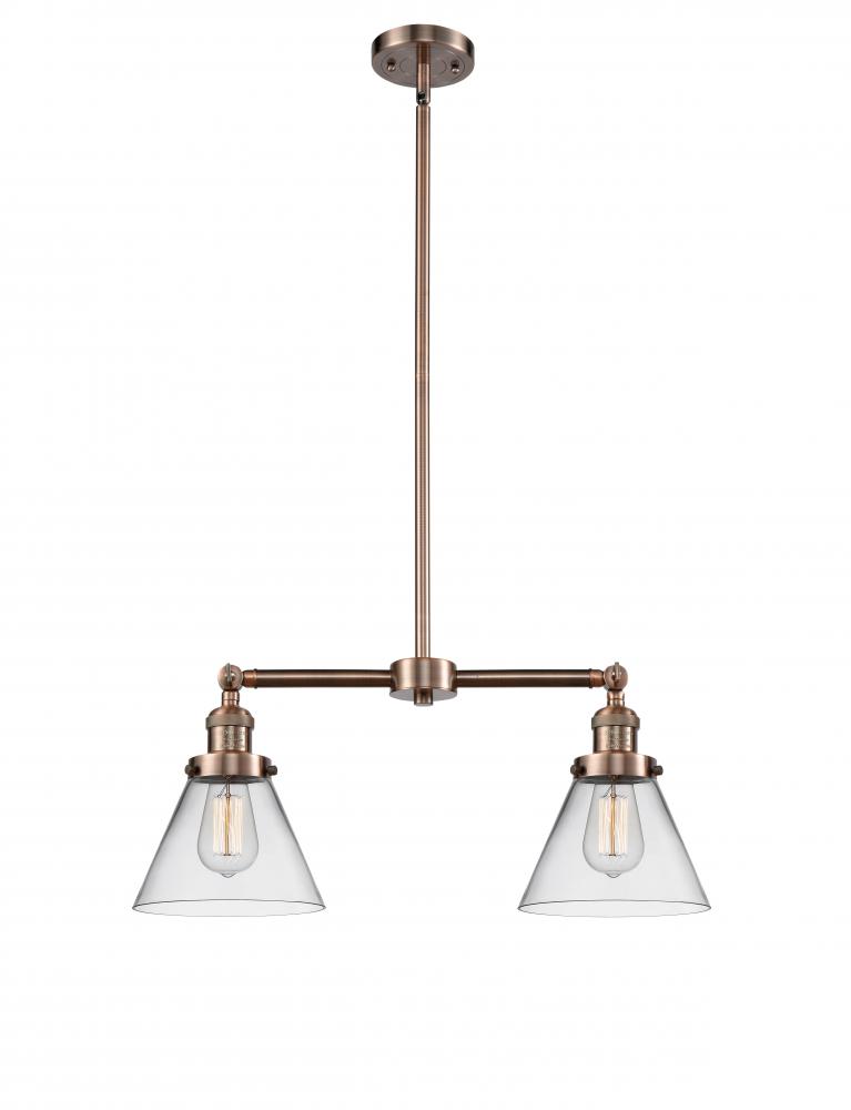 Cone - 2 Light - 21 inch - Antique Copper - Stem Hung - Adjustable Island Light