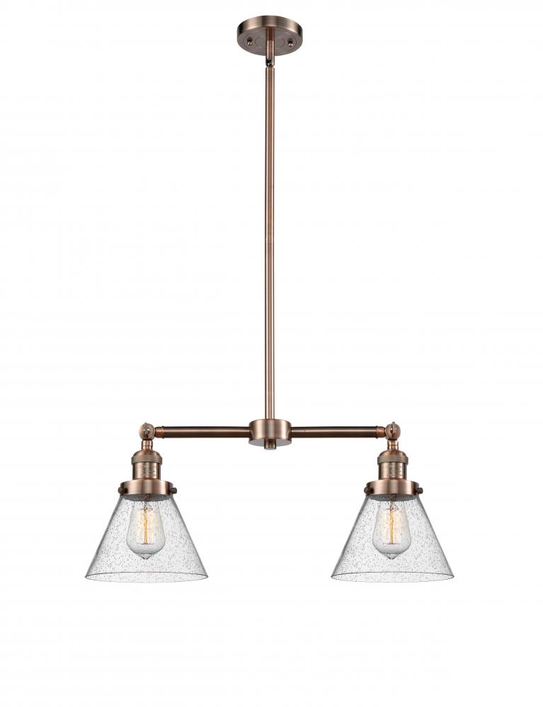 Cone - 2 Light - 21 inch - Antique Copper - Stem Hung - Adjustable Island Light