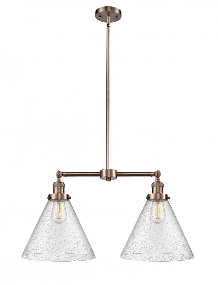 Cone - 2 Light - 21 inch - Antique Copper - Stem Hung - Adjustable Island Light