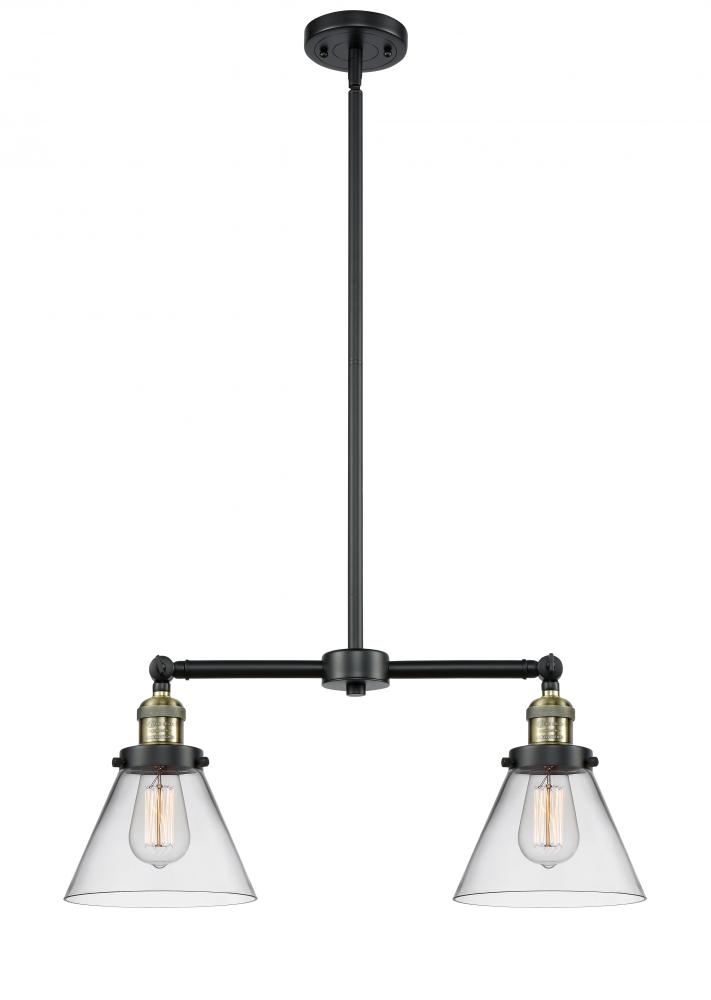 Cone - 2 Light - 21 inch - Black Antique Brass - Stem Hung - Adjustable Island Light