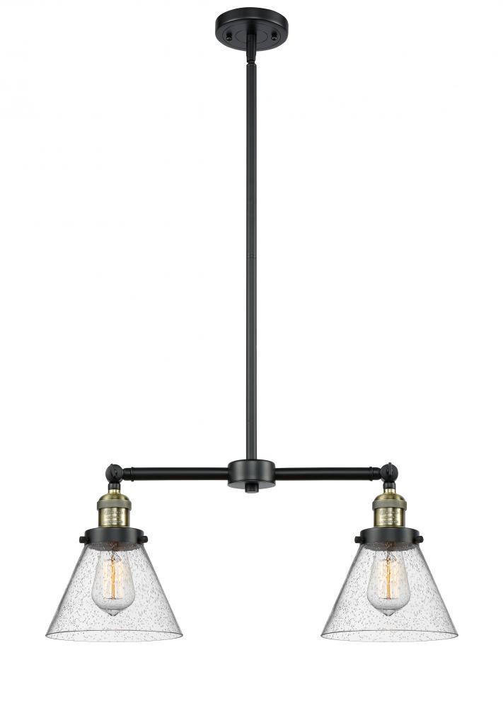 Cone - 2 Light - 21 inch - Black Antique Brass - Stem Hung - Adjustable Island Light