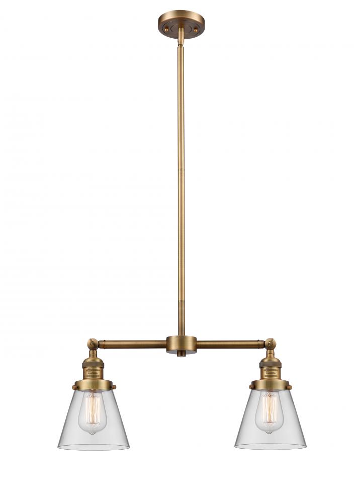 Cone - 2 Light - 21 inch - Brushed Brass - Stem Hung - Adjustable Island Light