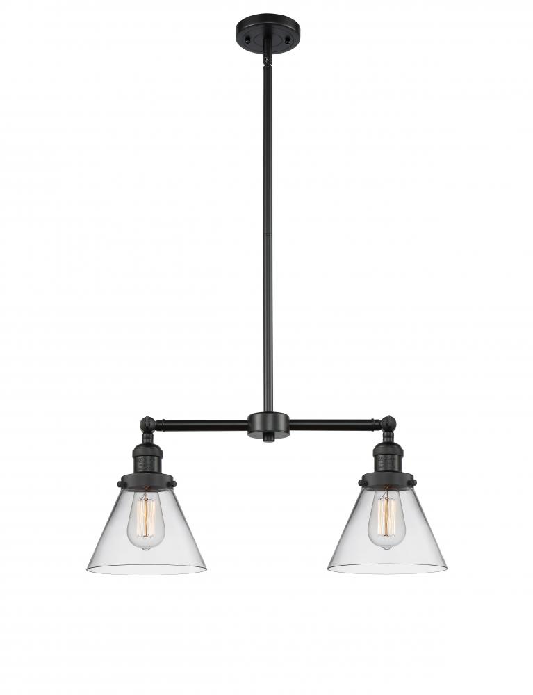 Cone - 2 Light - 21 inch - Matte Black - Stem Hung - Adjustable Island Light