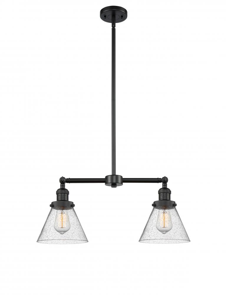 Cone - 2 Light - 21 inch - Matte Black - Stem Hung - Adjustable Island Light