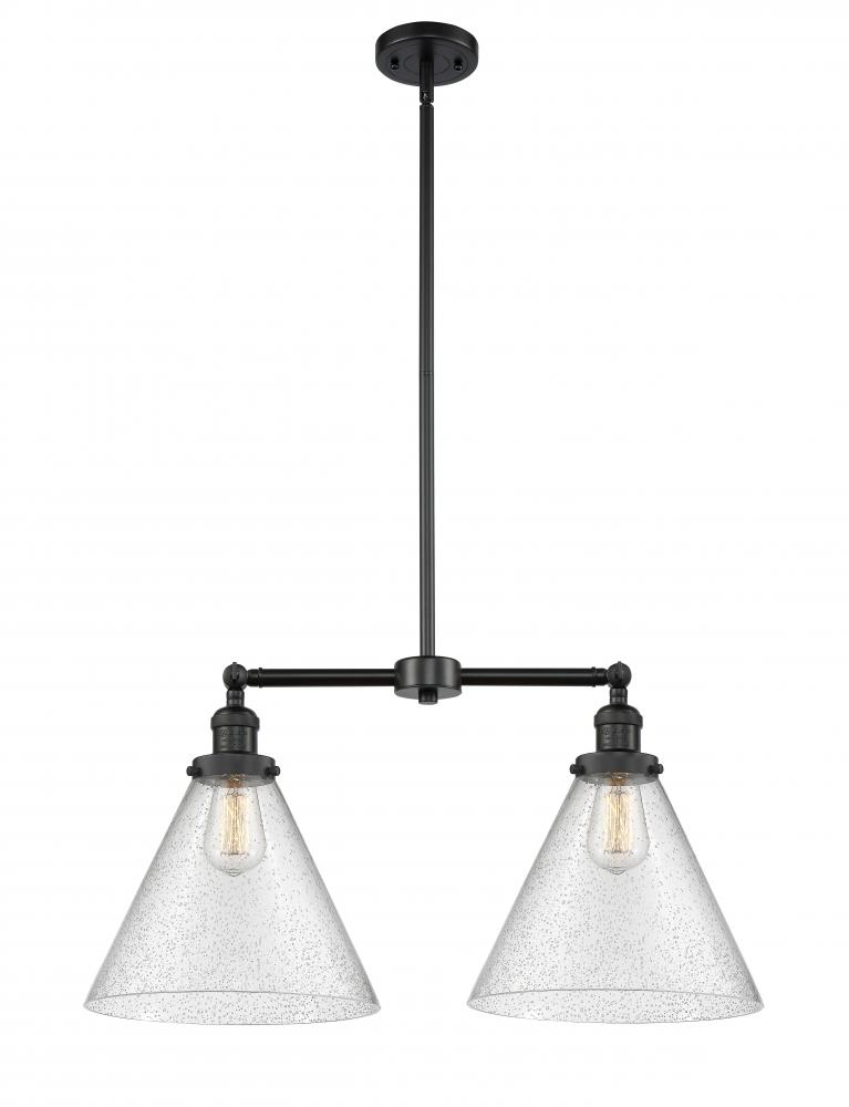 Cone - 2 Light - 21 inch - Matte Black - Stem Hung - Adjustable Island Light