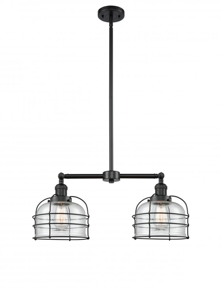 Bell Cage - 2 Light - 24 inch - Matte Black - Stem Hung - Adjustable Island Light