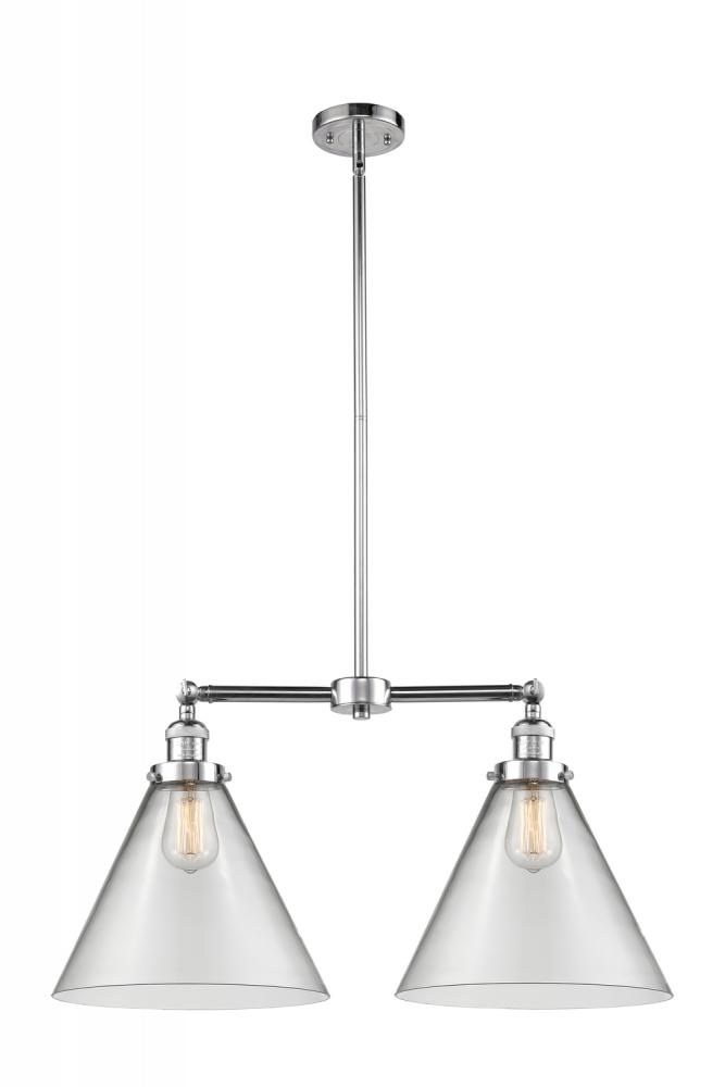 Cone - 2 Light - 21 inch - Polished Chrome - Stem Hung - Adjustable Island Light