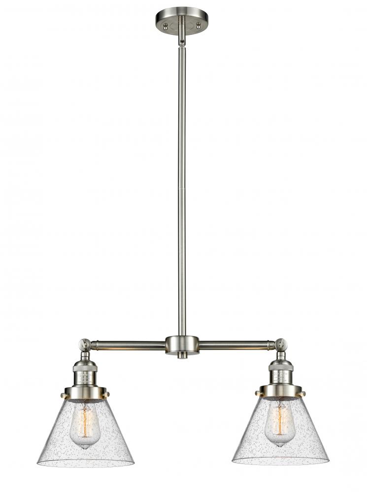 Cone - 2 Light - 21 inch - Brushed Satin Nickel - Stem Hung - Adjustable Island Light