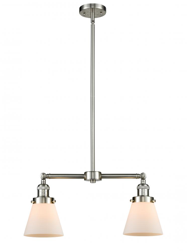 Cone - 2 Light - 21 inch - Brushed Satin Nickel - Stem Hung - Adjustable Island Light