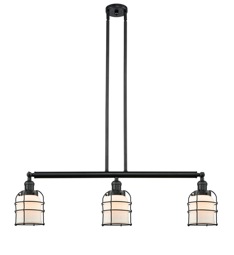 Bell Cage - 3 Light - 39 inch - Matte Black - Stem Hung - Adjustable Island Light