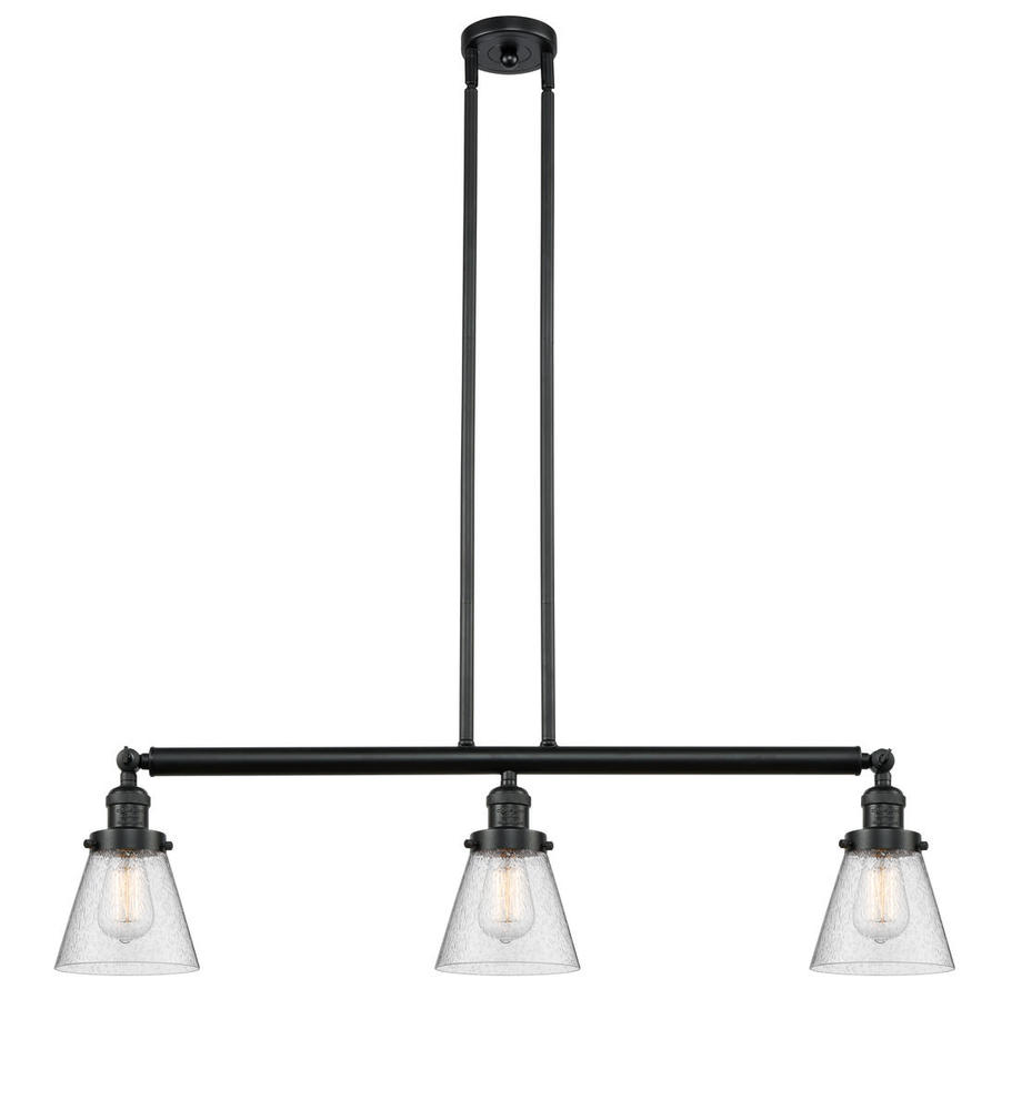 Cone - 3 Light - 39 inch - Matte Black - Stem Hung - Adjustable Island Light
