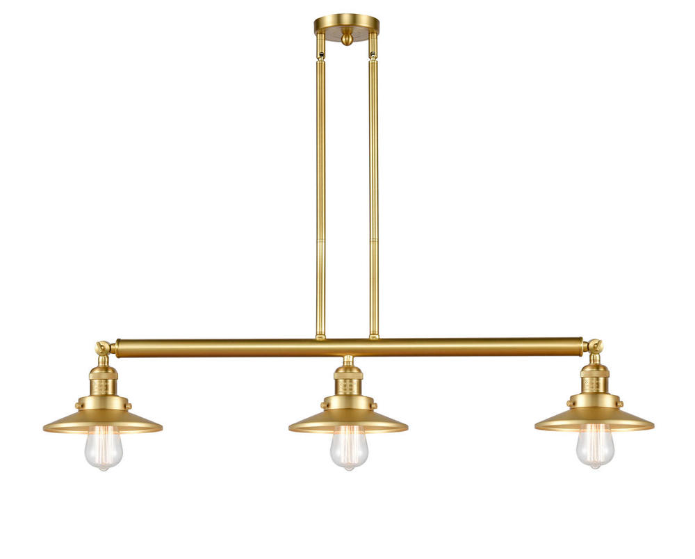 Railroad - 3 Light - 41 inch - Satin Gold - Stem Hung - Adjustable Island Light