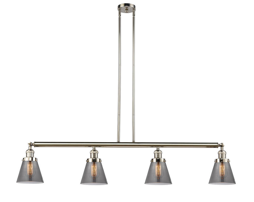 Cone - 4 Light - 51 inch - Polished Nickel - Stem Hung - Adjustable Island Light