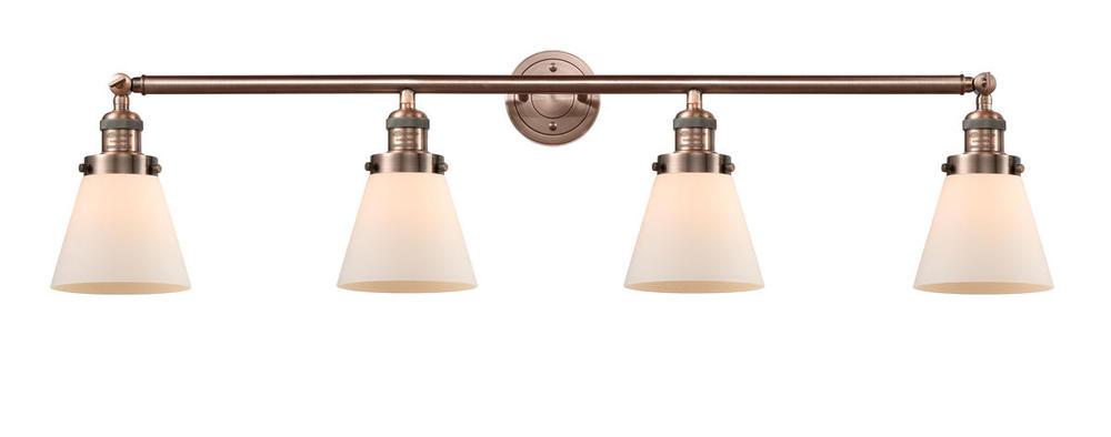 Cone - 4 Light - 42 inch - Antique Copper - Adjustable Bath Vanity Light