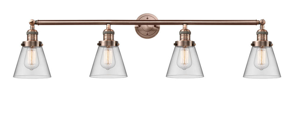 Cone - 4 Light - 42 inch - Antique Copper - Adjustable Bath Vanity Light