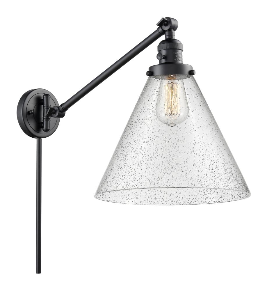 Cone - 1 Light - 12 inch - Matte Black -Adjustable Swing Arm