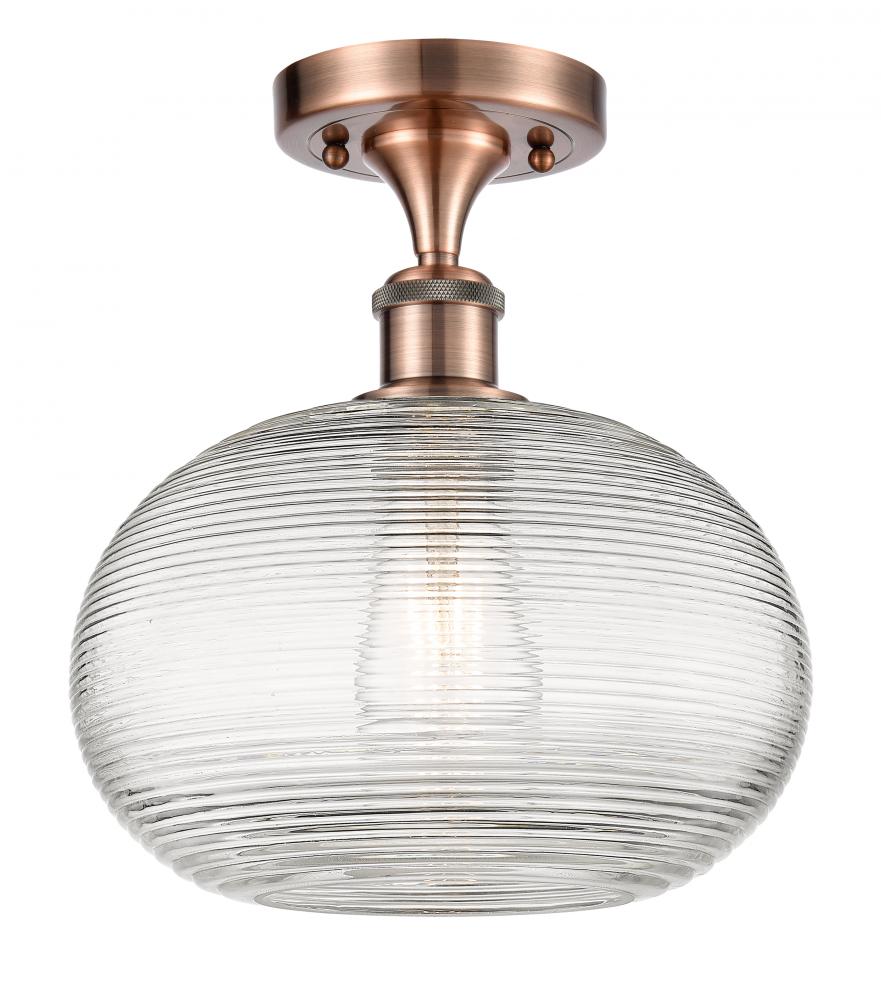 Ithaca - 1 Light - 10 inch - Antique Copper - Semi-Flush Mount