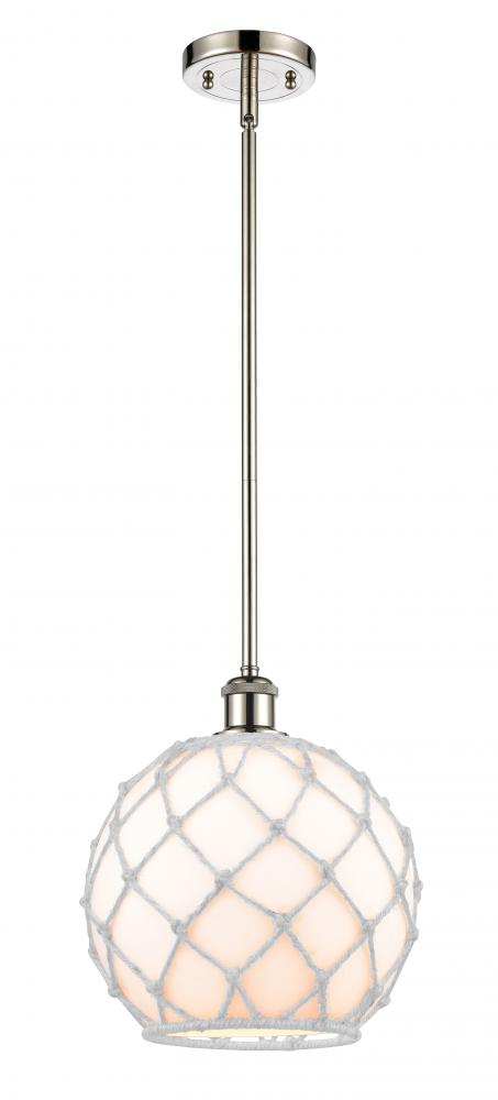 Farmhouse Rope - 1 Light - 10 inch - Polished Nickel - Mini Pendant
