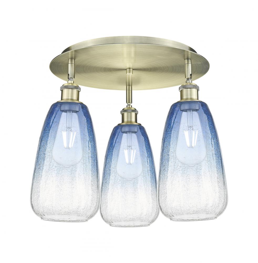 Brookhaven Almond - 3 Light - 18 inch - Satin Gold - Flush Mount