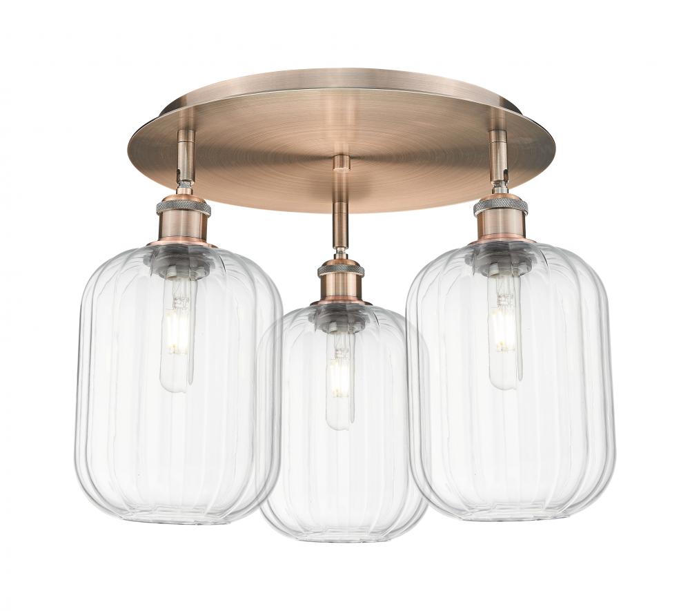 Preston Cylinder - 3 Light - 19 inch - Antique Brass - Flush Mount