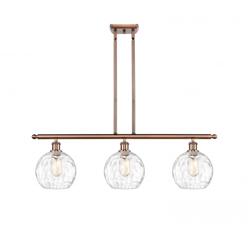 Athens Water Glass - 3 Light - 36 inch - Antique Copper - Cord hung - Island Light