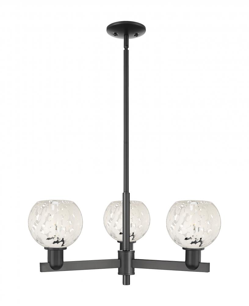 White Mouchette - 3 Light - 28 inch - Matte Black - Stem hung - Flush Mount