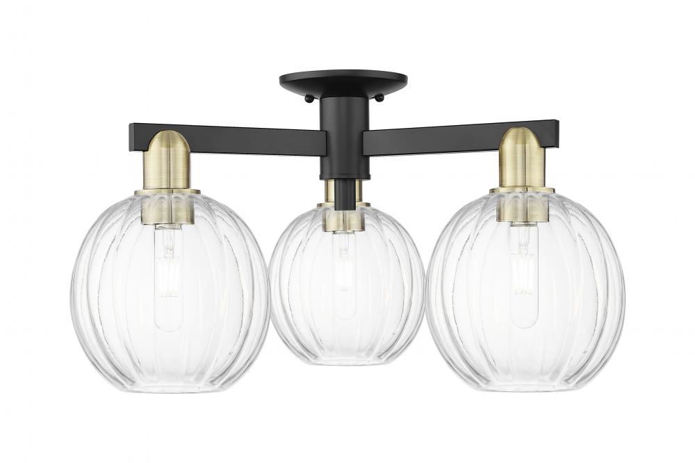 Preston Globe - 3 Light - 6 inch - Black Antique Brass - Semi-Flush Mount