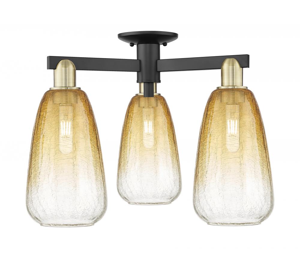 Brookhaven Almond - 3 Light - 6 inch - Black Antique Brass - Semi-Flush Mount