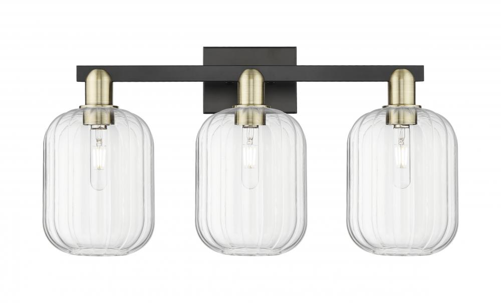 Preston Cylinder - 3 Light - 26 inch - Black Antique Brass - Bath Vanity Light