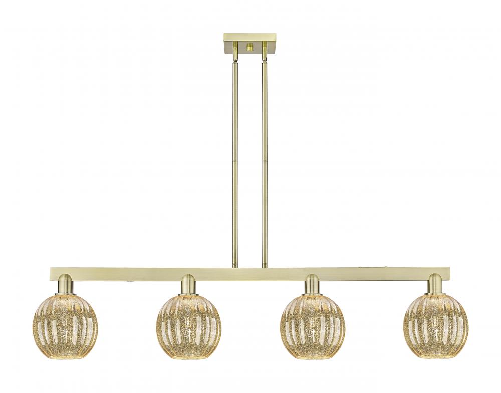 Preston Globe - 4 Light - 48 inch - Antique Copper - Cord hung - Island Light