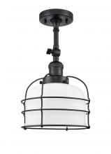 Innovations Lighting 201F-BK-G71-CE - Bell Cage - 1 Light - 9 inch - Matte Black - Adjustable Semi-Flush Mount
