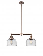 Innovations Lighting 209-AC-G74-LED - Bell - 2 Light - 21 inch - Antique Copper - Stem Hung - Adjustable Island Light
