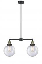 Innovations Lighting 209-BAB-G204-8-LED - Beacon - 2 Light - 25 inch - Black Antique Brass - Stem Hung - Adjustable Island Light